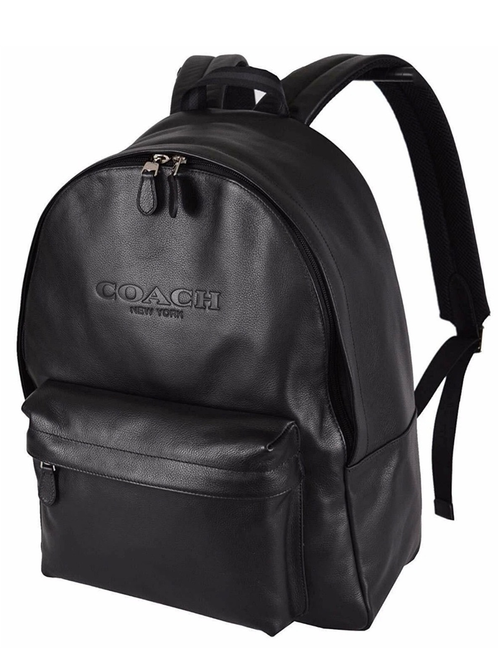 Coach Charles Backpack Black Leather Embossed Logo